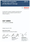 Bosch zeichnet SKF erneut als “Preferred Supplier” aus