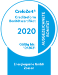 Energiequelle GmbH erneut mit Bonitätszertifikat CrefoZert ausgezeichnet