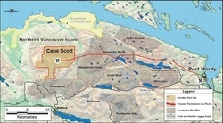 Map of the Cape Scott Wind Farm