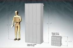 The illustration compares the large 10-kW controller  enclosure with the new and smaller 150-kW unit