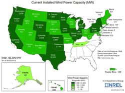 Current Installed Wind Power Capacity in the U.S. / Photo credit: NREL