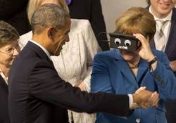 Obama und Merkel auf der HANNOVER MESSE 2016. Sinnbild für die notwendige Zusammenarbeit auf dem Weg zur Industrie 4.0 (Foto: ifm electronic GmbH)