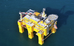 TenneT's offshore converter platform DolWin beta being installed in the North Sea.