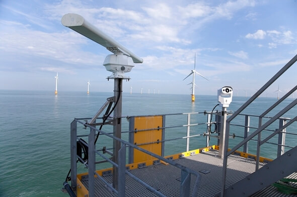  Picture of the multi-sensor bird detection system (MUSE) installed at Thanet offshore Wind Farm (UK). © DHI
