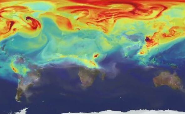 Screenshot der Visualisierung "A year in the life of Earth's CO2" von NASA Goddard