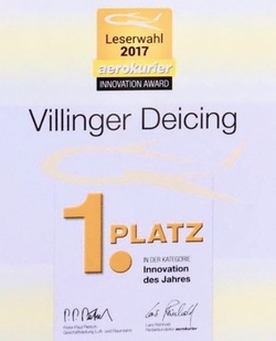Villinger R&D wins Innovation Award in major aviation publication for its de-icing systems in 2017