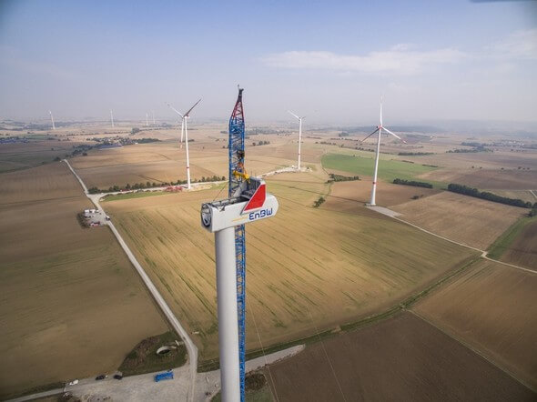 Bau einer Windkraftanlage der EnBW in Baden-Württemberg (Bild: EnBW)