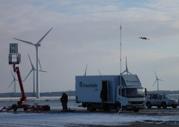 PARASAOL erkennt Flugzeuge in der Nähe eines Windparks und ermöglicht es, die Warnlichter nur bei Bedarf einzuschalten (Bild: Fraunhofer FHR)