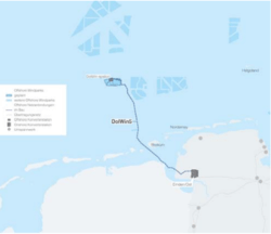 Schematischer Verlauf des Offshore-Netzanbindungsprojekts DolWin5 (Grafik: TenneT)