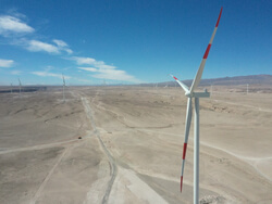 Tchamma turbines, above, and Mainstream team switch on transformer at Cerro Tigre wind farm last monh (Image: Mainstream Renewable Power)