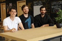 University of Bristol alumni and founders of Perceptual Robotics: Chief Operating Officer Dimitris Nikolaidis, Chief Technical Officer Kevin Driscoll-Lind and Chief Executive Officer Kostas Karachalios (Image: University of Bristol)