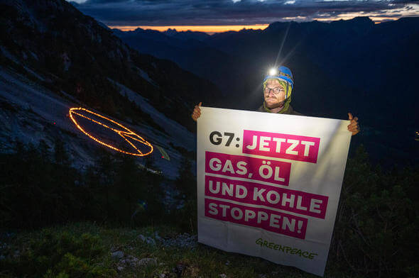 Greenpeace protested around the G7 summit in the Bavarian Alps (Image: Greenpeace)