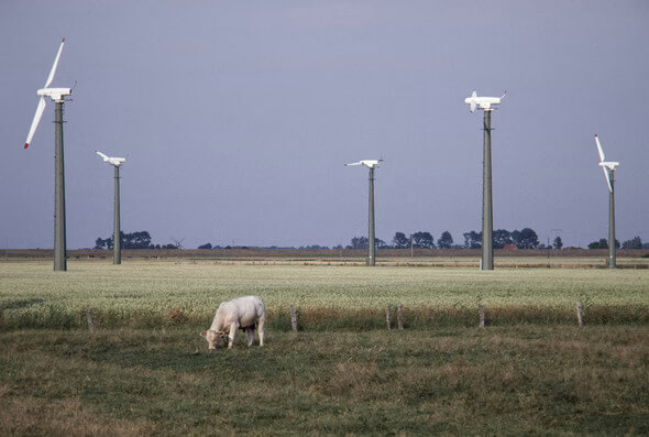 Keimzelle der Windenergieerzeugung: die Anlagen des Typs „Aeroman“ von MAN im Windenergiepark Westküste hatten eine Leistung von jeweils 55 kW. (Quelle: HanseWerk)