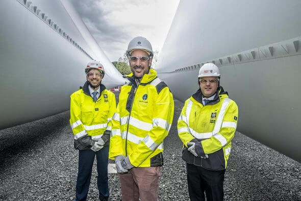 Adam Ezzamel, Project Director (centre) with Councillor John Alexander, Leader, Dundee City Council (left) and David Webster, Director of Energy at Forth Ports (right) (Pic Peter Devlin) 