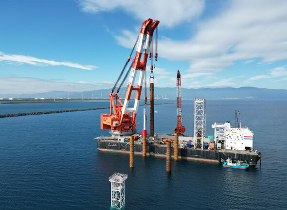 Pattern Energy’s Ishikari Wind project under construction in Ishikari Bay in Hokkaido, Japan (All Images: Pattern Energy)
