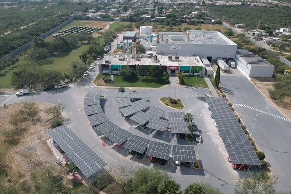Solar panels installed at AkzoNobel’s Garcia site in Mexico (Image: AkzoNobel)