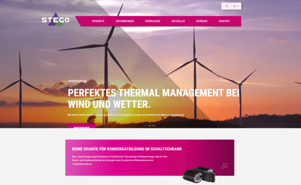 Startseite der neuen STEGO Homepage (Bild: STEGO Elektrotechnik GmbH)