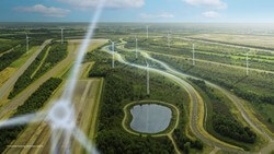 Visualisierung des geplanten Windparks (Bild: Mercedes Benz)