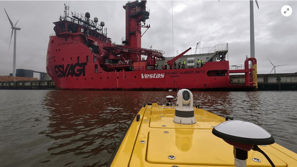 This photograph was captured by the Autonomous Surveyor USV during harbour trials in the Netherlands in May 2023 (Image: Subsea Europe Services GmbH)