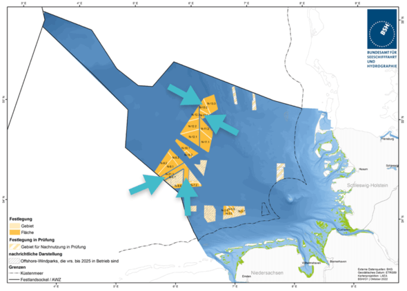 Flächenentwicklungsplan (Markierung: N-13 und N-21) (Bild: BSH)