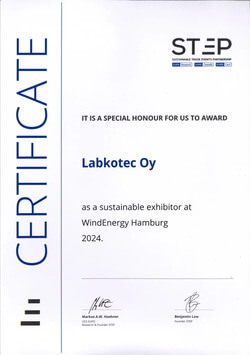 Labkotec has been honoured with the Sustainable Exhibitor Award by the Sustainable Trade Events Partnership (STEP) at WindEnergy Hamburg 2024.