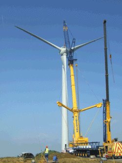 Liebherr crane used to assemble wind turbine