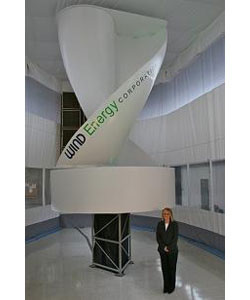 Wind Energy Corp.&#039;s vertically spinning turbine spins slowly, quietly and does not kill birds
