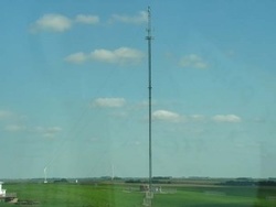 The transmission tower is in Minnesota. About 6,000 towers of this sort are available across the U.S. for collecting wind data